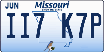 MO license plate II7K7P