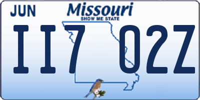 MO license plate II7O2Z