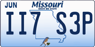 MO license plate II7S3P
