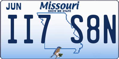 MO license plate II7S8N