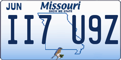 MO license plate II7U9Z
