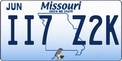 MO license plate II7Z2K