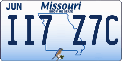 MO license plate II7Z7C