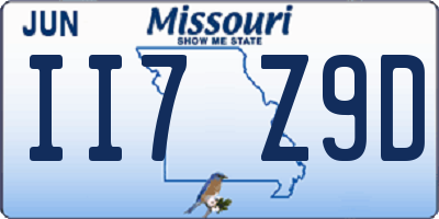 MO license plate II7Z9D