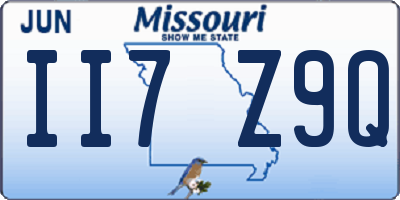 MO license plate II7Z9Q