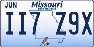 MO license plate II7Z9X