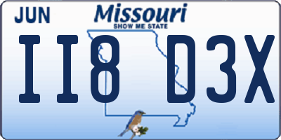 MO license plate II8D3X