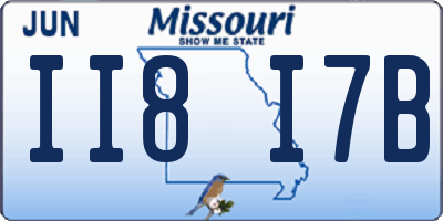 MO license plate II8I7B