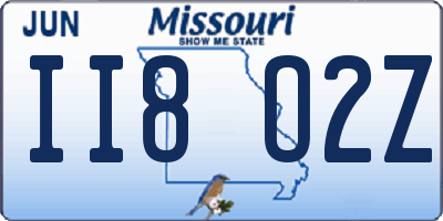 MO license plate II8O2Z
