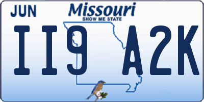 MO license plate II9A2K