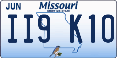 MO license plate II9K1O