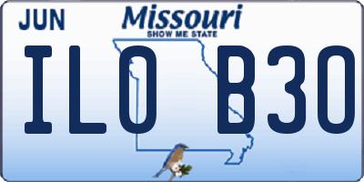 MO license plate IL0B3O