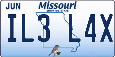 MO license plate IL3L4X