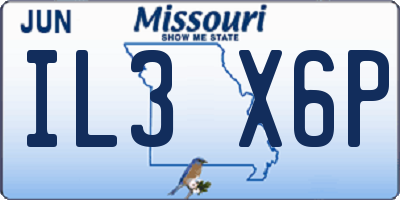 MO license plate IL3X6P
