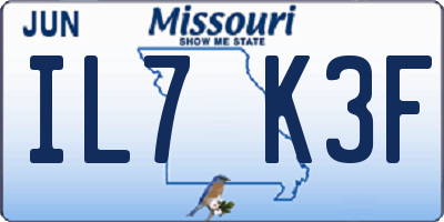 MO license plate IL7K3F