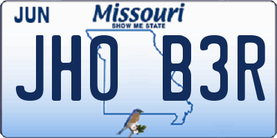 MO license plate JH0B3R