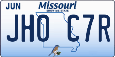 MO license plate JH0C7R