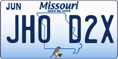 MO license plate JH0D2X