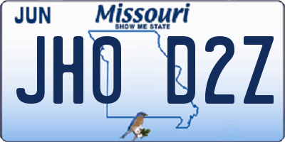MO license plate JH0D2Z