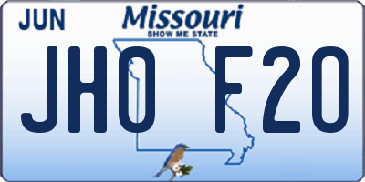 MO license plate JH0F2O