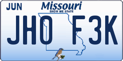 MO license plate JH0F3K