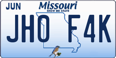 MO license plate JH0F4K