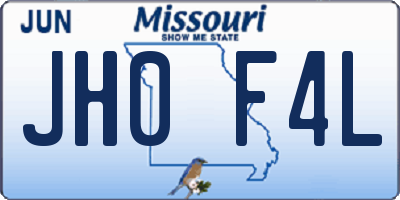 MO license plate JH0F4L
