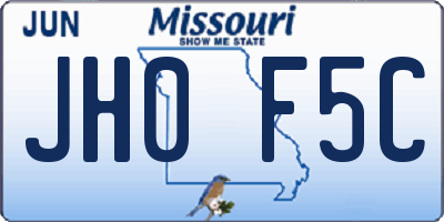 MO license plate JH0F5C