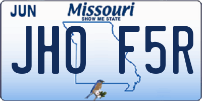 MO license plate JH0F5R