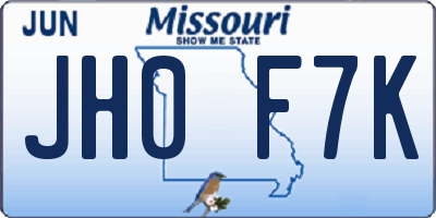 MO license plate JH0F7K