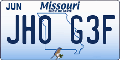 MO license plate JH0G3F