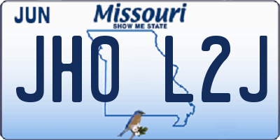 MO license plate JH0L2J