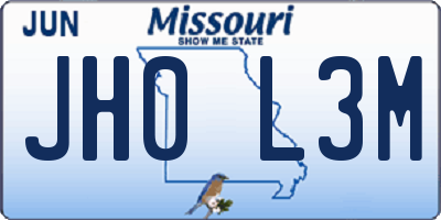 MO license plate JH0L3M