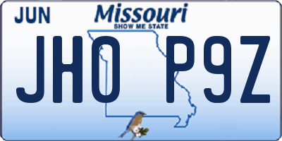 MO license plate JH0P9Z