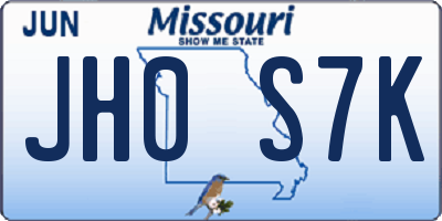 MO license plate JH0S7K