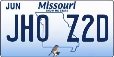 MO license plate JH0Z2D