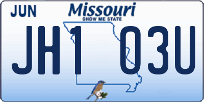 MO license plate JH1O3U