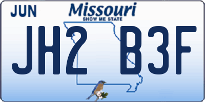 MO license plate JH2B3F