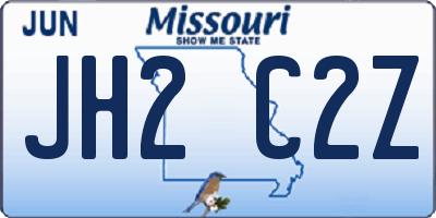 MO license plate JH2C2Z
