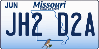 MO license plate JH2D2A