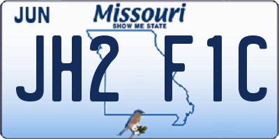 MO license plate JH2F1C