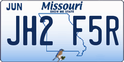 MO license plate JH2F5R