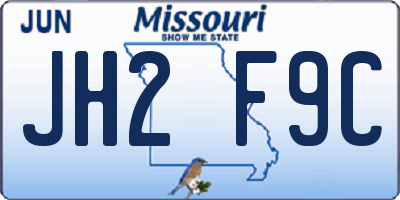 MO license plate JH2F9C