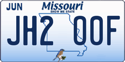 MO license plate JH2O0F