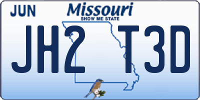 MO license plate JH2T3D