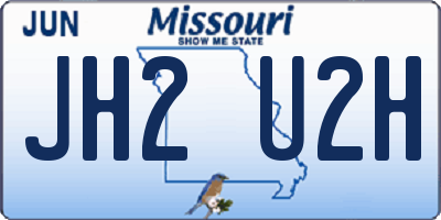 MO license plate JH2U2H