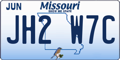 MO license plate JH2W7C