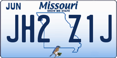 MO license plate JH2Z1J