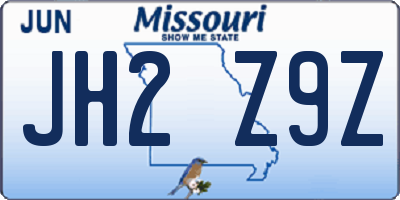 MO license plate JH2Z9Z
