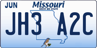 MO license plate JH3A2C
